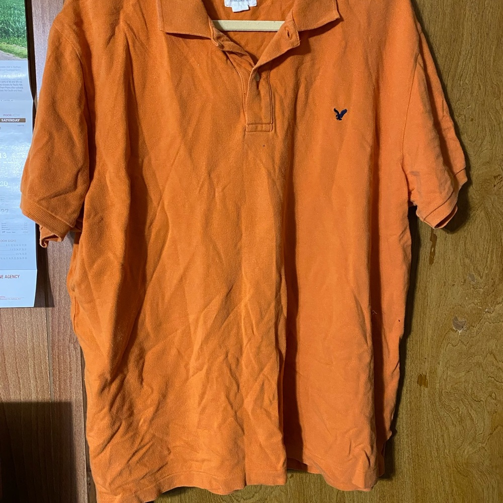 American Eagle Outfitters Vibrant Orange Polo Shirt